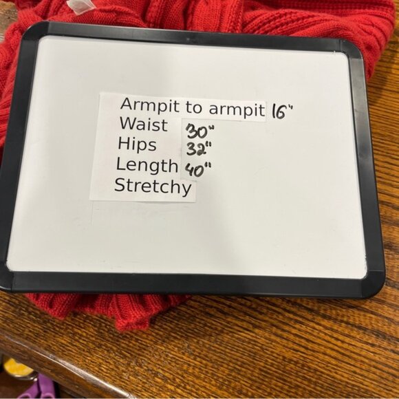 Athleta 100% merino wool sporty hooded Red Cable Knit sweater Dress size medium - Picture 9 of 12